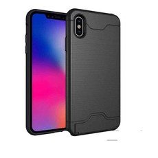 TUFF-LUV Shockproof Dual Layer Armour Case (with Stand & Card slot) for Apple iPhone X/XS Black