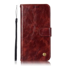 Vintage Faux Leather Flip Case for LG Q7 Brown