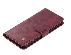 Vintage Faux Leather Flip Case for Samsung S10 Plus Brown