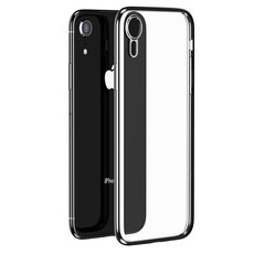 We Love Gadgets iPhone XR Transparent Electroplated Cover Silver Frame