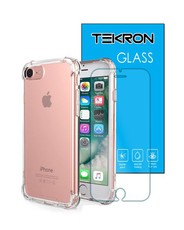 Tekron Tempered Glass & Shockproof Clear Case for iPhone 8 / 7