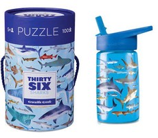 Shark Bottle & 100 Pack Puzzle - Set of 2