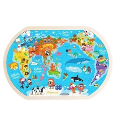 Wooden Puzzle World Map for Kids - 80 Piece