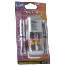 Plus Energy Overnight Charger & 4 Plus Energy AA 2700mAh Batteries