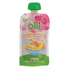 Olli Banana & Peach Vanilla Custard Pudding Pouch 6 x 100g