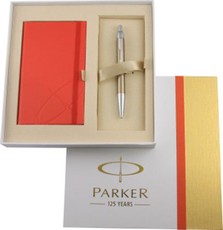 Parker IM Premium Brown Shadow Ballpoint Pen & Notebook Gift Set