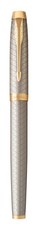 Parker: IM Premium Warm Silver Gold Trim Fountain Pen - Medium Nib (Blue Ink)