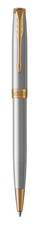 Parker: Sonnet Stainless Steel Gold Trim Ball Pen - Medium Nib (Black Ink)