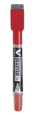 Pilot WBMEM EF Refillable V Board W/Marker + Duster Cap - Box of 10 - Red