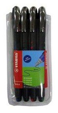 Stabilo Bl@ck Rollerball Pen - Wallet of 4