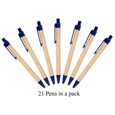 21 Recycle Pens in a Pack. with Black German Ink - Blue