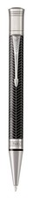 Parker: Duofold Prestige Black Chevron Chrome Trim Ball Pen - Medium Nib (Black Ink)