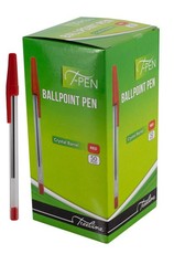 Treeline T-Pen Ballpoint Pens - Crystal Barrel - Red - Bulk Pack of 2000