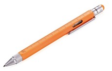 TROIKA Multitasking Ballpoint Pen Mini Tool CONSTRUCTION Neon Orange Silver