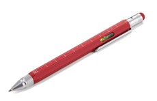 TROIKA Multitasking Ballpoint Pen Mini Tool CONSTRUCTION Red Silver