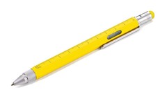 TROIKA Multitasking Ballpoint Pen Mini Tool CONSTRUCTION Yellow Silver