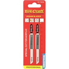 Tork Craft T-Shank Jigsaw Blade for Acrylic 2.0mm 12Tpi 100mm 2 Piece