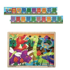 Prehistoric Sunset (Dinosaurs) Jigsaw Puzzle (24 piece) anf Train Floor Puzzle (20 piece)