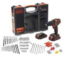 BLACK + DECKER 18V Platform Hammer Drill + 2 Batteries, Charger & 160 Accs