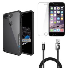 Screen Protector, Lightning USB & Phone Case Bundle iPhone 6 Plus- Clear