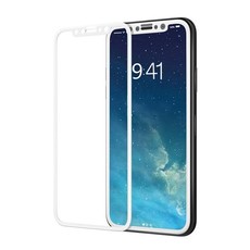 Tempered Curved Edge Glass Screen Protector for iPhone X - White