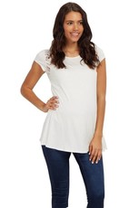 Absolute Maternity Cap Sleeve Lace Insert Top - White