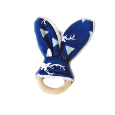 Deer Heads Bunny Teether - Navy Blue