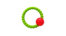 Nom Nom Baby Silicone Teething Rattle - Green & Red