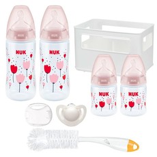 NUK FC+ Temperature Control 4 Bottle Crate StarterPackSTD-Sil Teat-Tulip