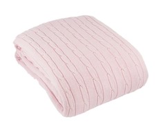 Cotton Cable Knit Cot Size Baby Blanket - Pink