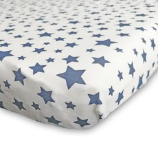 little acorn | Blue Stars Cot Fitted Sheet (Size: Large)