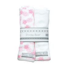 Poogy Bear Swaddling Blanket Set Pink Pineapples