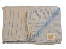 Romy & Rosie Cotton Cable Receiving Blanket - Blue