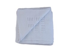 Romy & Rosie Cotton Heirloom Knit Baby Blanket - Blue