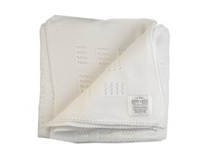 Romy & Rosie Cotton Heirloom Knit Baby Blanket - White