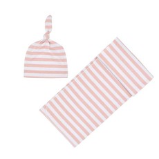 Striped Swaddle Wrap with matching Beanie