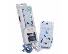 Muslin & 2 Pram Peg Box Set - Abstract Blue