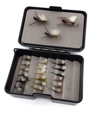 SciFlies Fly Fishing 21 Piece Trout & Bass Dry Flies Parrachute & Fly Box Set