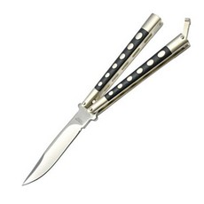 Ace Butterfly Knife - Black/Silver Dot Handle