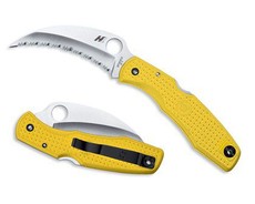 Spyderco Tasman Salt Plain Edge Folding Knife - Yellow