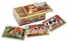 Melissa & Doug Farm Animals Puzzles in a Box - 12 Piece