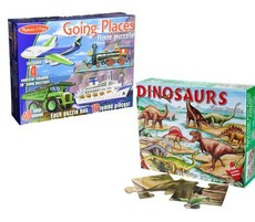 Melissa & Doug Floor Puzzle Places & Dino - Set of 2