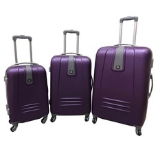 3 Piece Sleek Luggage Set - Purple