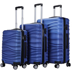 3-Piece Designer Wave Luggage Set - Navy