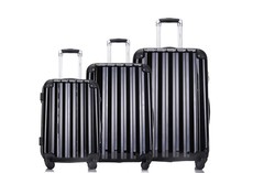 Hazlo 3 Piece ABS+PC Hard Luggage Trolley Bag Set - Black