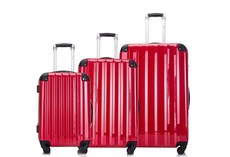 Hazlo 3 Piece ABS+PC Hard Luggage Trolley Bag Set - Red