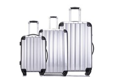 Hazlo 3 Piece ABS+PC Hard Luggage Trolley Bag Set - Silver