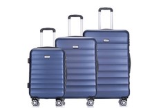 Hazlo 3 Piece Trolley ABS Hard Luggage Bag Set - Blue