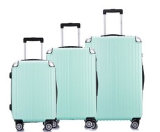 Hazlo 3 Piece Trolley ABS Hard Luggage Bag Set - Green