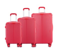 Hazlo 3 Piece Trolley ABS Hard Luggage Bag Set - Red